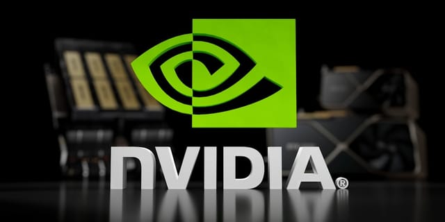 the nvidia logo is displayed on a table